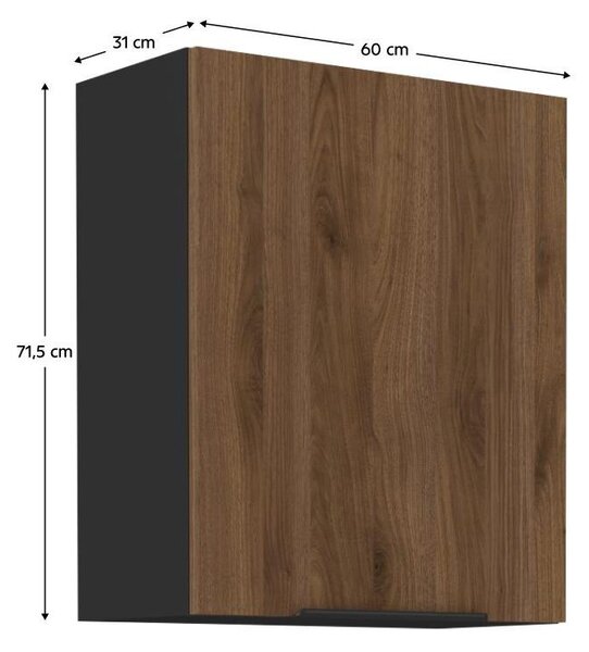 Zondo.hr Gornji kuhinjski ormarić Monzesa 60 G 72 1F (orah okapi + crna) . 1096950