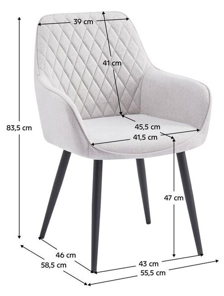 Dizajnerska fotelja Oskarsi (svijetlosiva + crna)
