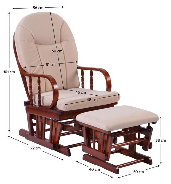 Zondo.hr Fotelja za ljuljanje s osloncem za noge Tolmon (orah + bež) . 1097112