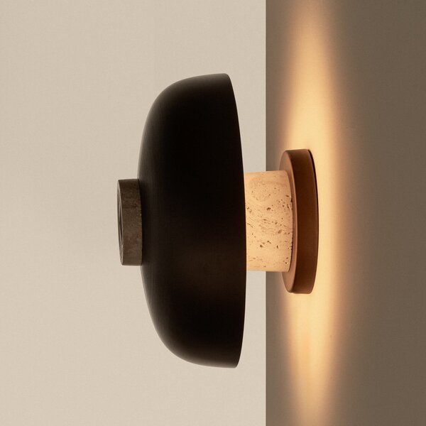 Audo Copenhagen LED zidna svjetiljka Reverse, pijesak/bronzana, Ø 24 cm, rotacijski, prigušiva, Bronca / stari mesing, Dnevni boravak/blagovaonica, Aluminij