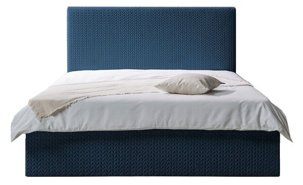 Tamnoplavi tapecirani bračni krevet s prostorom za pohranu s podnicom 160x200 cm Adele - Bobochic Paris