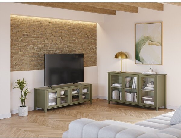 Zelena vitrina od masivnog bora 142x80x40 cm Alessandra – Marckeric