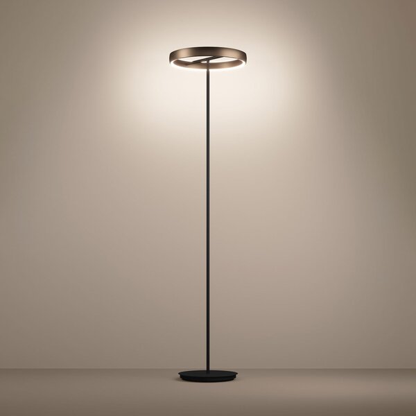 Stars of Light LED podna lampa Trabuco, crna/smeđa, 175 cm, prigušiva, Smeđa / hrđa, Dnevni boravak/blagovaonica, Aluminij