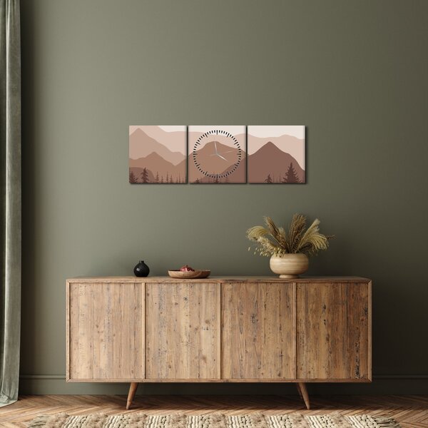Slika - Smeđe planine N⁰1 (sa satom) (90x30 cm)