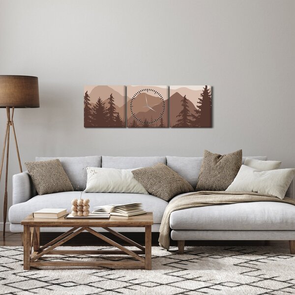 Slika - Smeđe planine N⁰2 (sa satom) (90x30 cm)