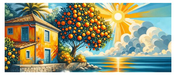 Slika - Kuća s narančama I. (120x50 cm)