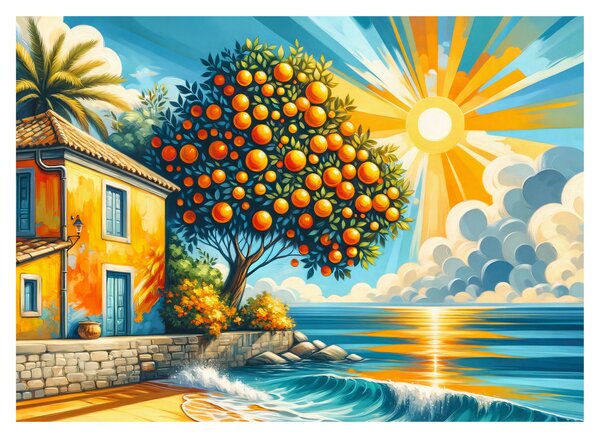 Slika - Kuća s narančama I. (70x50 cm)