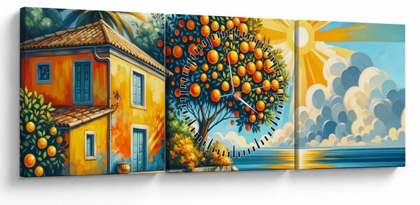 Slika - Kuća s narančama I. (sa satom) (90x30 cm)