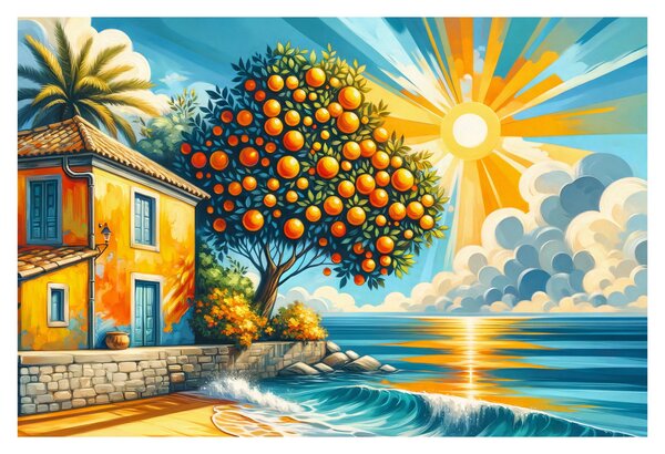 Slika - Kuća s narančama I. (90x60 cm)