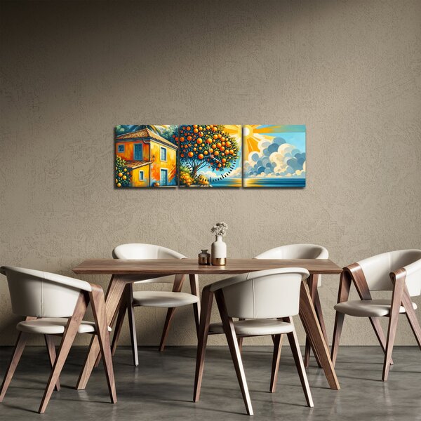 Slika - Kuća s narančama I. (sa satom) (90x30 cm)