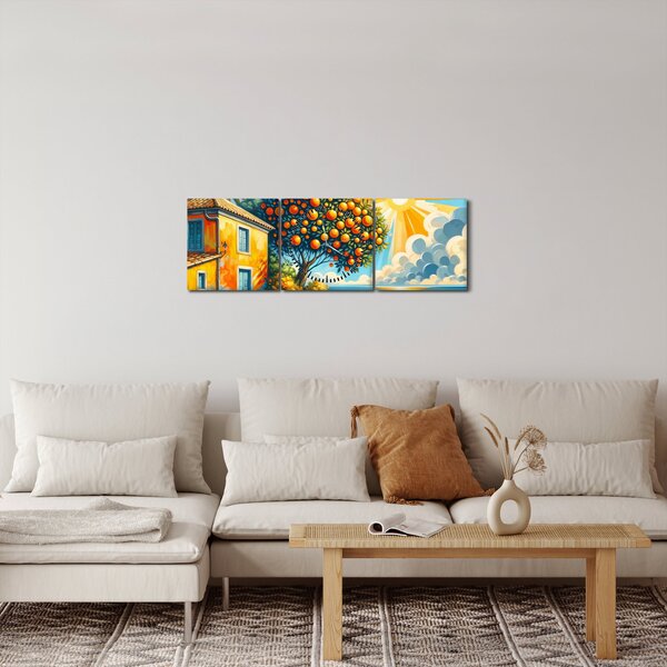 Slika - Kuća s narančama I. (sa satom) (90x30 cm)