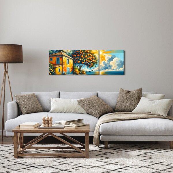 Slika - Kuća s narančama I. (sa satom) (90x30 cm)