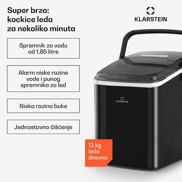 Klarstein Arctic Porter, ledomat, konusni komadi leda, 12 kg / 24 sata, nehrđajući čelik