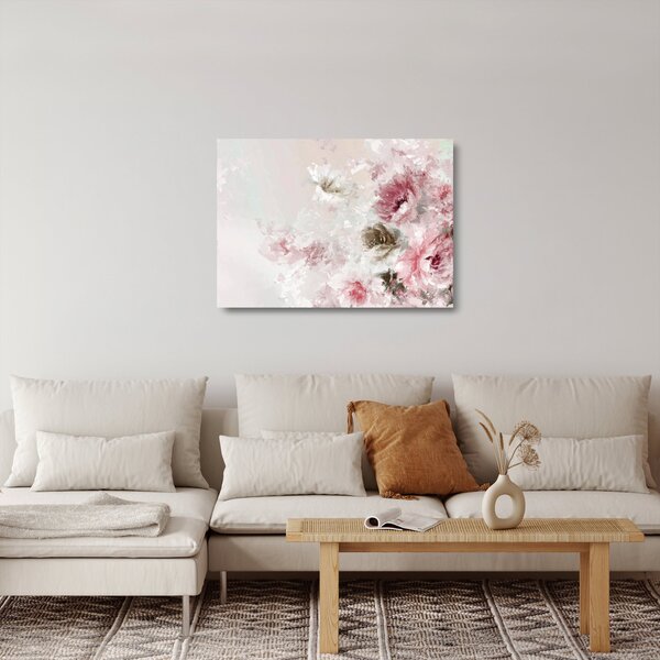 Staklena slika - Slikanje ružičastog cvijeća (70x50 cm)