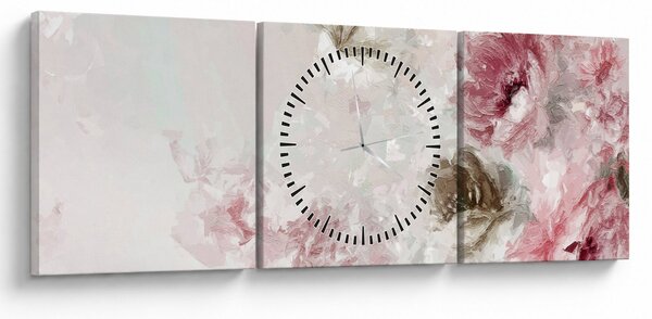 Slika - Slikanje ružičastog cvijeća (sa satom) (90x30 cm)