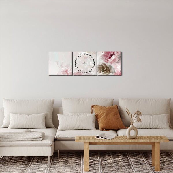 Slika - Slikanje ružičastog cvijeća (sa satom) (90x30 cm)