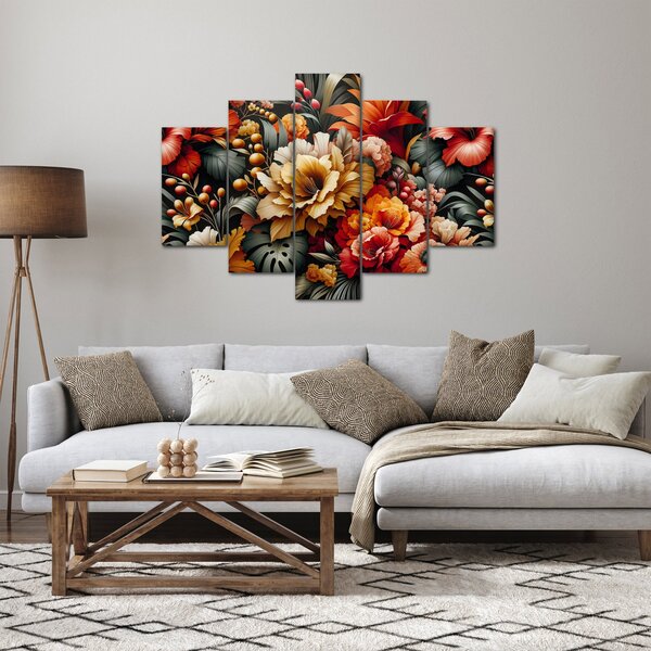 Slika - Narančasto-crveni cvjetovi (150x105 cm)