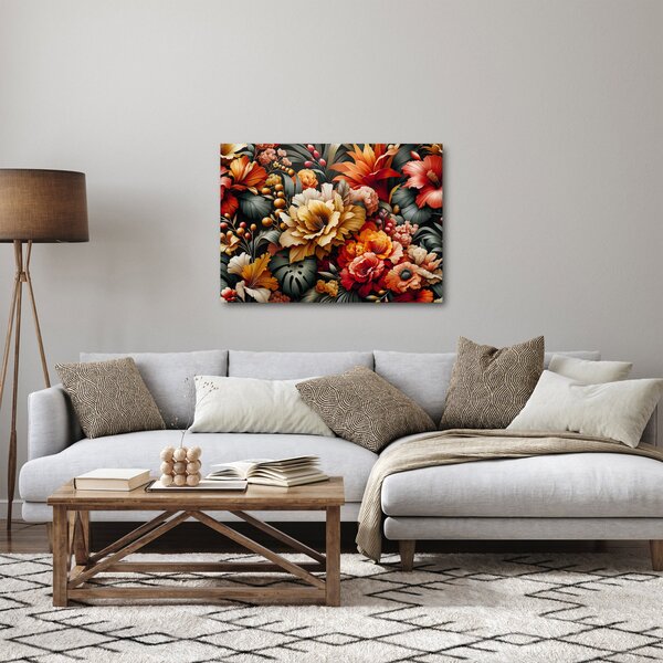 Slika - Narančasto-crveni cvjetovi (70x50 cm)