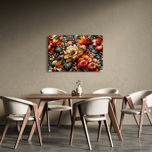 Slika - Narančasto-crveni cvjetovi (90x60 cm)