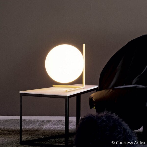 Stolne Lampa FLOS, IC T2, prigušiv, Zlato / mjed, Dnevna soba, Metal, Dizajn