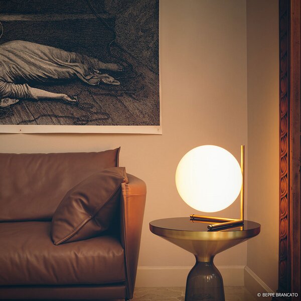 Stolne Lampa FLOS, IC T2, prigušiv, Zlato / mjed, Dnevna soba, Metal, Dizajn