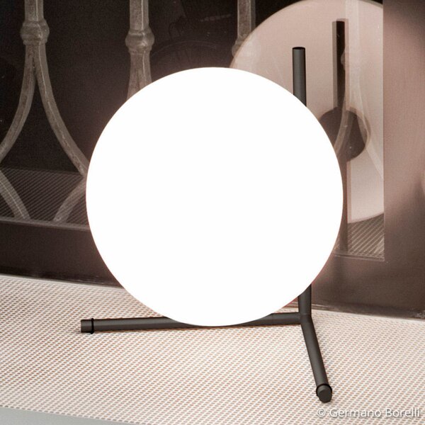 Stolne Lampa FLOS, IC T2, prigušiv, Crno, Dnevna soba, Staklo, Dizajn