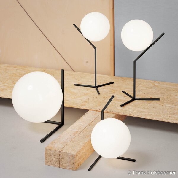 Stolne Lampa FLOS, IC T2, prigušiv, Crno, Dnevna soba, Staklo, Dizajn