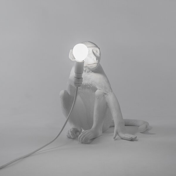 Stolne Lampa SELETTI, Monkey Lamp, Bijela, Dnevna soba, Plastika, Dizajn