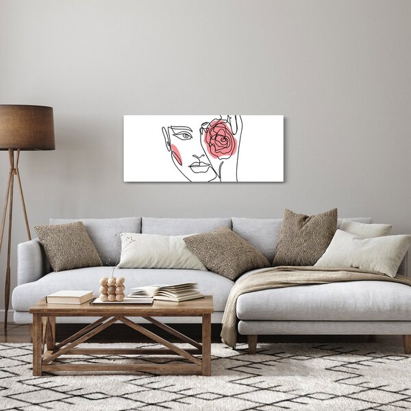 Slika - Crtano lice s ružom (120x50 cm)