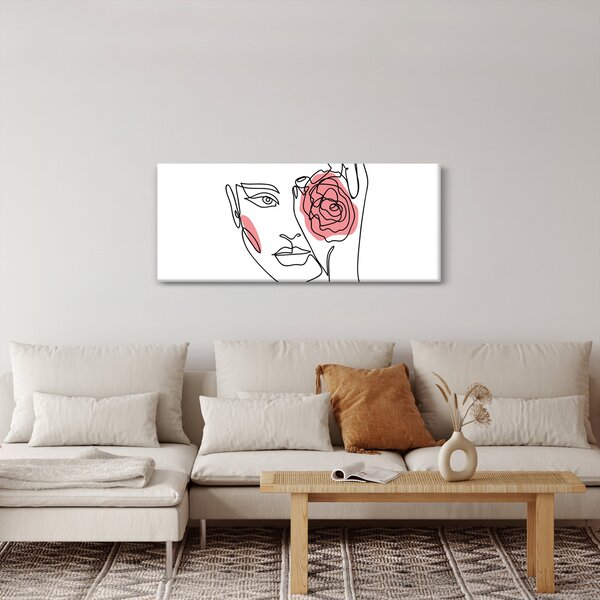 Slika - Crtano lice s ružom (120x50 cm)