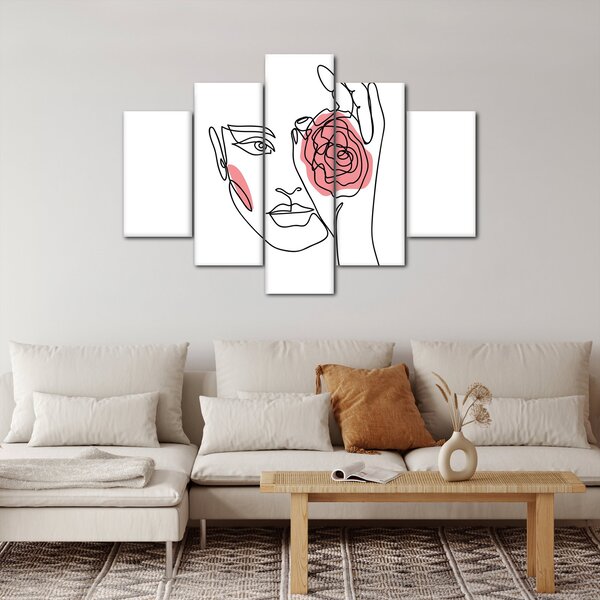 Slika - Crtano lice s ružom (150x105 cm)
