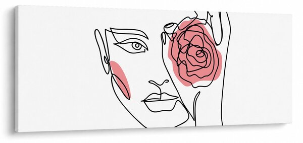 Slika - Crtano lice s ružom (120x50 cm)