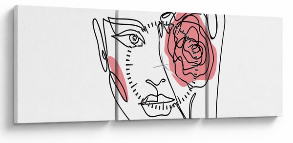 Slika - Crtano lice s ružom (sa satom) (90x30 cm)