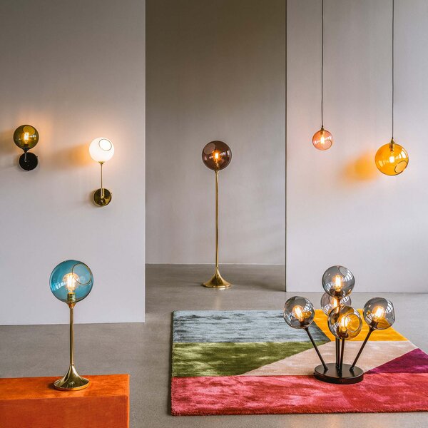 Stolne Lampa DESIGN BY US, Ballroom, prigušiv, Plava, Dnevna soba, Staklo, Dizajn