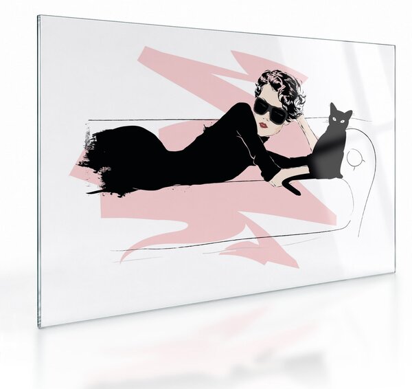 Staklena slika - Modna dama (70x50 cm)