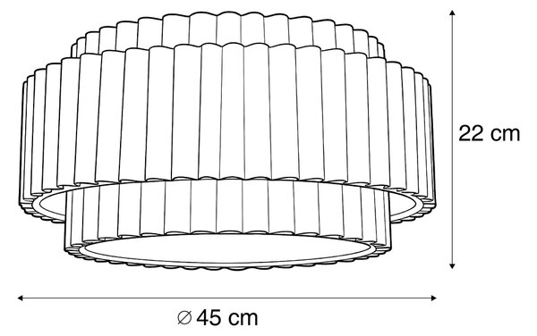 Japandi sjenilo za lampu bež laneno 45/45/22 - Valovito