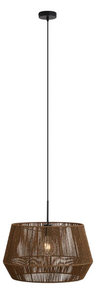 Hanglamp zwart met bruine papieren touw kap 50/50/30 - Combi 1