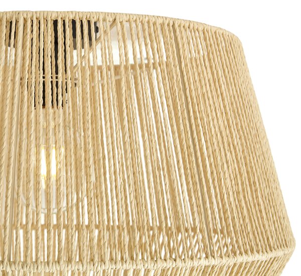 Plafondlamp zwart met beige papieren kap 50/50/30 - Combi