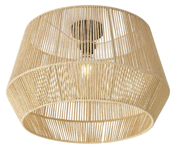 Plafondlamp zwart met beige papieren kap 50/50/30 - Combi