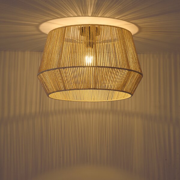Plafondlamp zwart met beige papieren kap 50/50/30 - Combi
