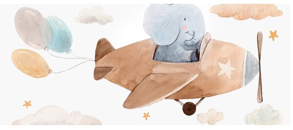 Slika - Akvarel slon u avionu (120x50 cm)