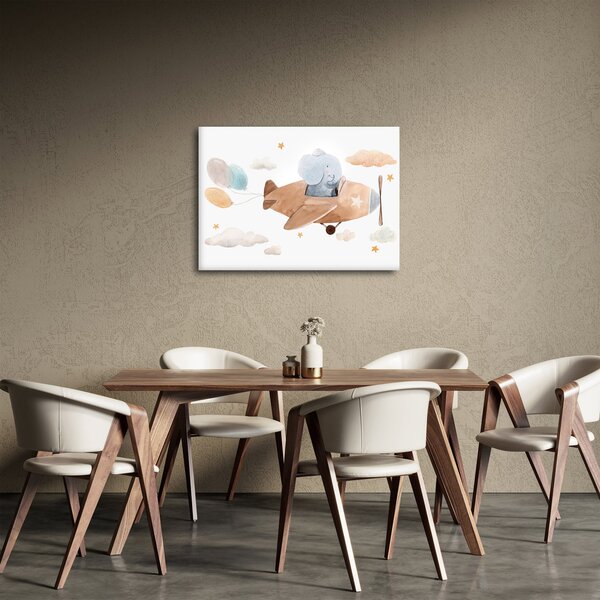 Slika - Akvarel slon u avionu (70x50 cm)