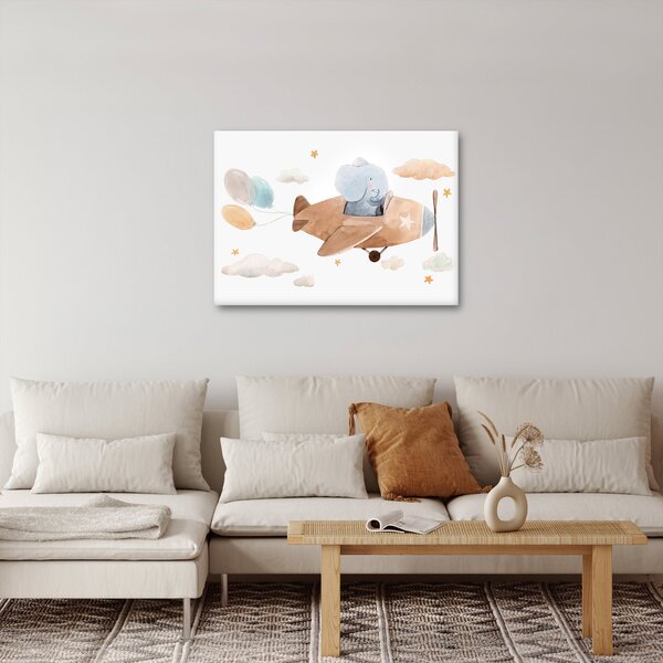 Slika - Akvarel slon u avionu (70x50 cm)