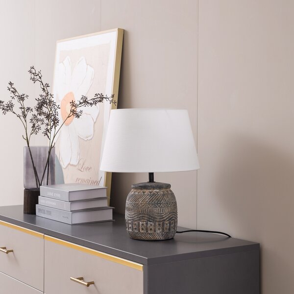Stolne Lampa Lindby, Aelith, Sivo, Dnevna soba, Tkanina / tekstil, Seoska kuća / rustikalni
