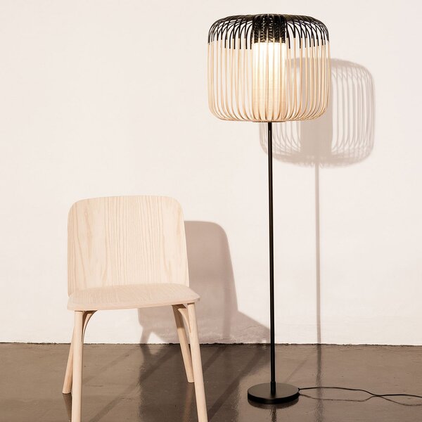 Podne Lampa Forestier, Bamboo Light, Crno, Dnevna soba, Bambus, Dizajn