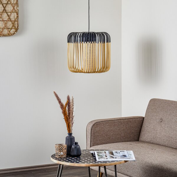 Viseće Svjetiljka Forestier, Bamboo Light M, prigušiv, Crno, Dnevna soba, Bambus, Dizajn