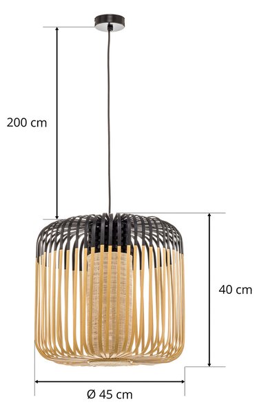 Viseće Svjetiljka Forestier, Bamboo Light M, prigušiv, Crno, Dnevna soba, Bambus, Dizajn