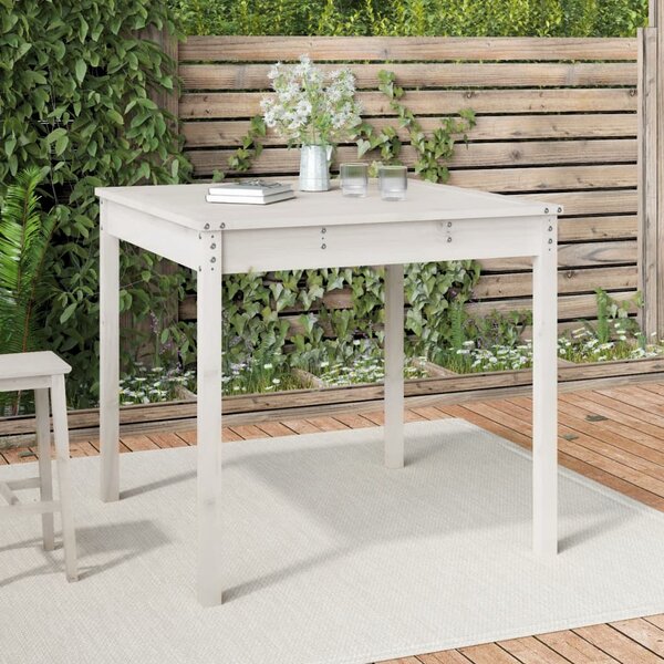 VidaXL Vrtni stol bijeli 82,5 x 82,5 x 76 cm od masivne borovine