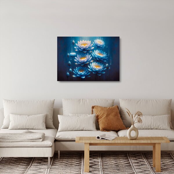 Staklena slika - Lopoči ispod površine (70x50 cm)