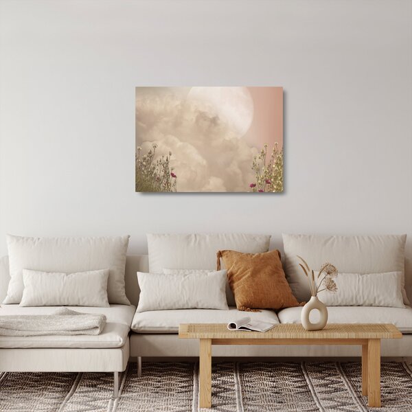Staklena slika - Ružičasti pun mjesec (70x50 cm)